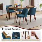 Lot de 6 chaises de salle à manger modernes à dossier ailé, rembourrées en lin avec pieds en bois, coussins épais, peu encombrantes, pour la cuisine