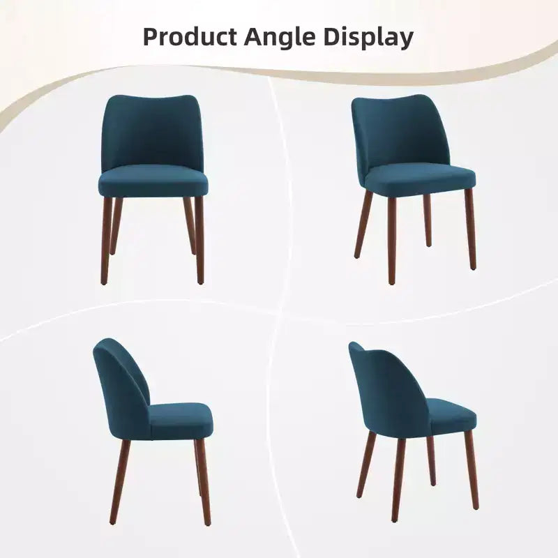 Lot de 6 chaises de salle à manger modernes à dossier ailé, rembourrées en lin avec pieds en bois, coussins épais, peu encombrantes, pour la cuisine