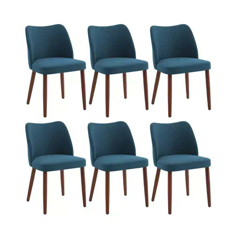 GustoWave Set of 6 Modern Wing Back Dining Chairs, Linen Upholstered High Back Wood Legs, Thick Cushions Space-Saving Kitchen