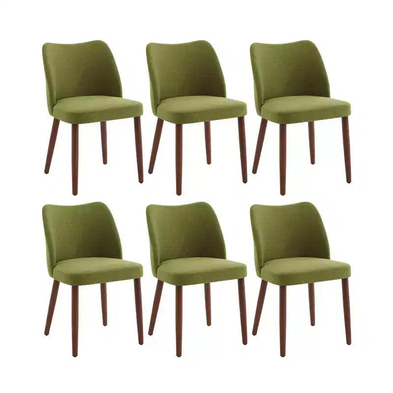 Lot de 6 chaises de salle à manger modernes à dossier ailé, rembourrées en lin avec pieds en bois, coussins épais, peu encombrantes, pour la cuisine