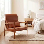Fauteuil rembourré en tissu de lin, 1 ou 2 pièces, avec oreiller lombaire, dossier amovible, coussins d'assise beige/marron