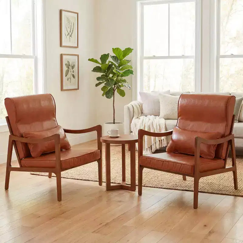 Fauteuil rembourré en tissu de lin, 1 ou 2 pièces, avec oreiller lombaire, dossier amovible, coussins d'assise beige/marron