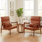 Fauteuil rembourré en tissu de lin, 1 ou 2 pièces, avec oreiller lombaire, dossier amovible, coussins d'assise beige/marron