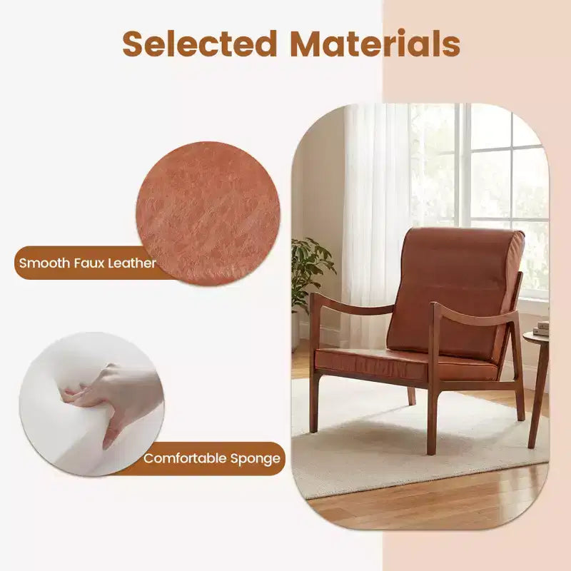 Fauteuil rembourré en tissu de lin, 1 ou 2 pièces, avec oreiller lombaire, dossier amovible, coussins d'assise beige/marron