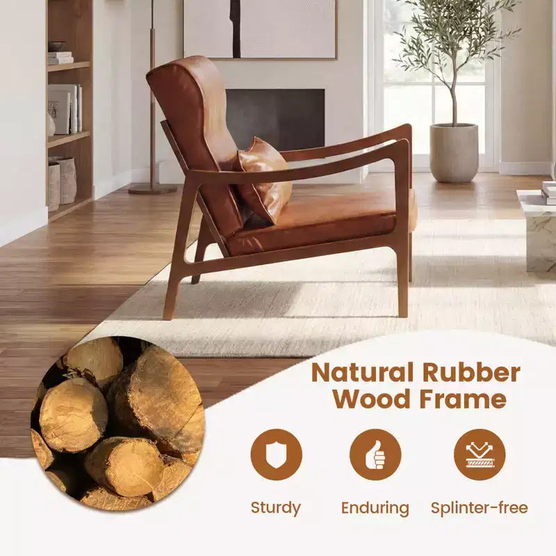 Fauteuil rembourré en tissu de lin, 1 ou 2 pièces, avec oreiller lombaire, dossier amovible, coussins d'assise beige/marron