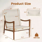 Fauteuil rembourré en tissu de lin, 1 ou 2 pièces, avec oreiller lombaire, dossier amovible, coussins d'assise beige/marron