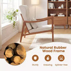 Fauteuil rembourré en tissu de lin, 1 ou 2 pièces, avec oreiller lombaire, dossier amovible, coussins d'assise beige/marron