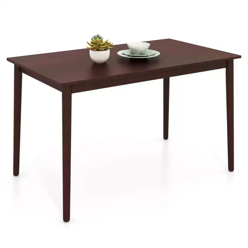 Costway 48 Rectangular Dining Table for 4 w/ Rubber Wood Legs Mid Century Modern