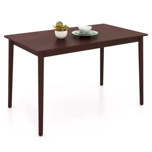 Costway 48 Rectangular Dining Table for 4 w/ Rubber Wood Legs Mid Century Modern