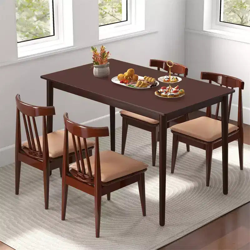 Table à manger rectangulaire 48" pour 4 personnes avec pieds en bois d'hévéa, style moderne du milieu du siècle