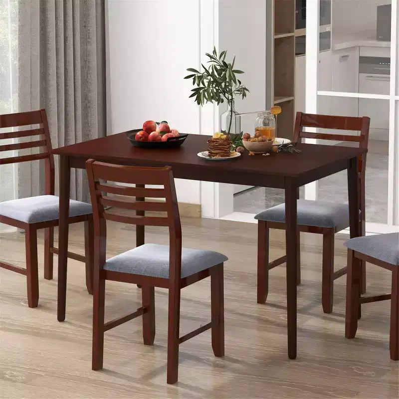 Table à manger rectangulaire 48" pour 4 personnes avec pieds en bois d'hévéa, style moderne du milieu du siècle