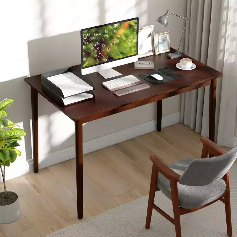 Table à manger rectangulaire 48" pour 4 personnes avec pieds en bois d'hévéa, style moderne du milieu du siècle