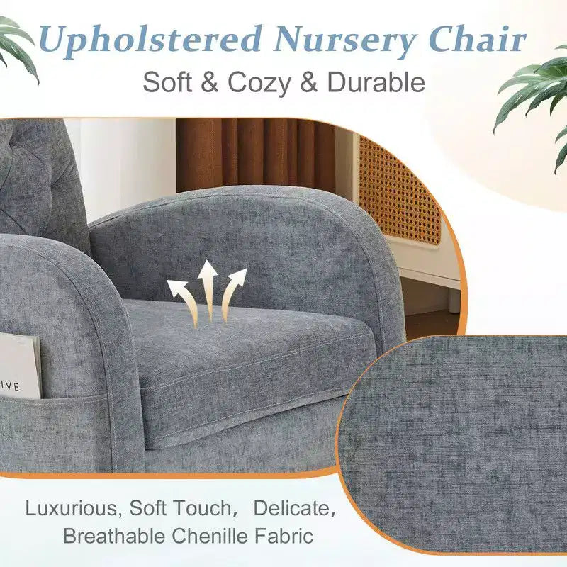 Fauteuil à bascule rembourré bleu Karl Home