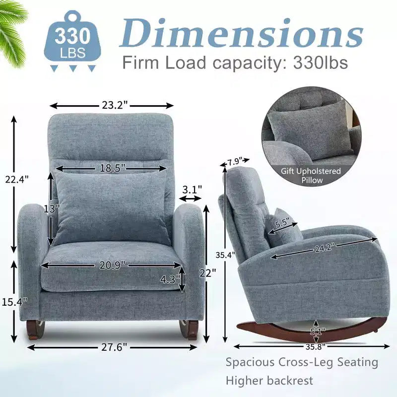 Fauteuil à bascule rembourré bleu Karl Home