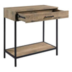 30" Quinton Foyer Table Salvage Oak - OSP Home Furnishings: Steel Frame, Drawer, Lower Shelf