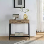 Table de Foyer 30 po Chêne de Récupération -  Home Furnishings : Cadre en acier, Tiroir, Étagère inférieure