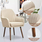 Lot de 2 fauteuils d'appoint rembourrés en tissu avec pieds en bois beige/gris