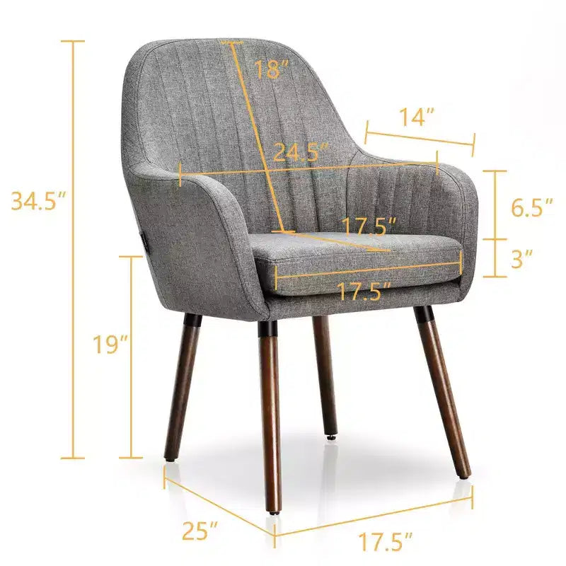 Lot de 2 fauteuils d'appoint rembourrés en tissu avec pieds en bois beige/gris