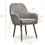 Lot de 2 fauteuils d'appoint rembourrés en tissu avec pieds en bois beige/gris