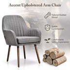 Lot de 2 fauteuils d'appoint rembourrés en tissu avec pieds en bois beige/gris