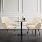 Lot de 2 fauteuils d'appoint rembourrés en tissu avec pieds en bois beige/gris