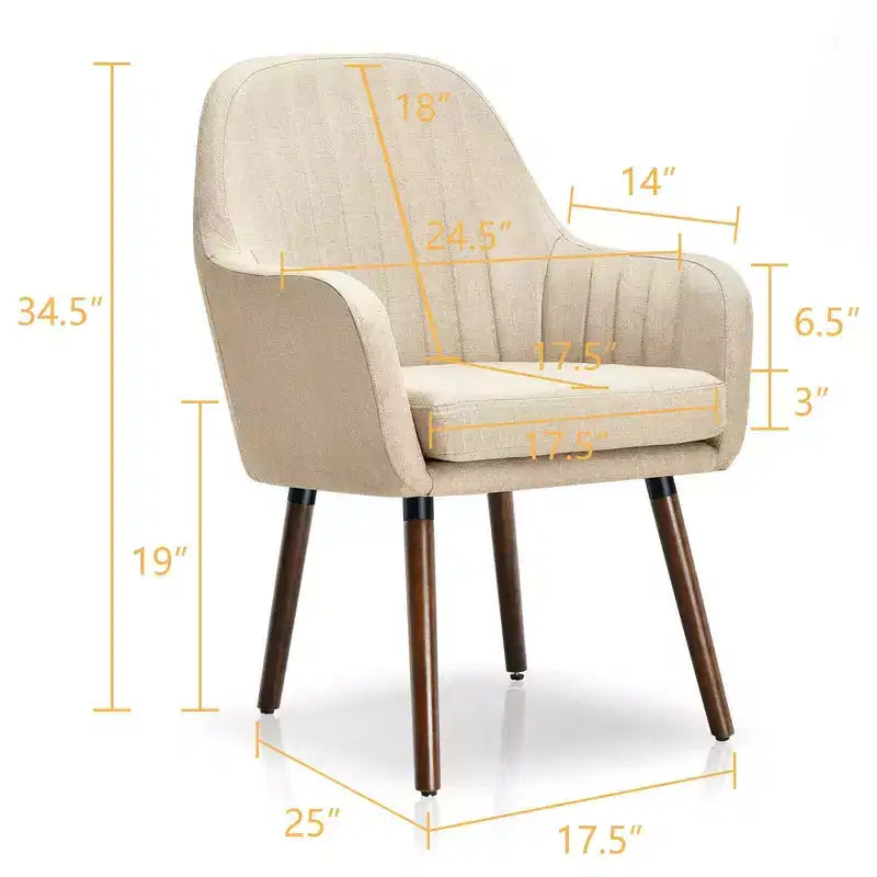 Lot de 2 fauteuils d'appoint rembourrés en tissu avec pieds en bois beige/gris