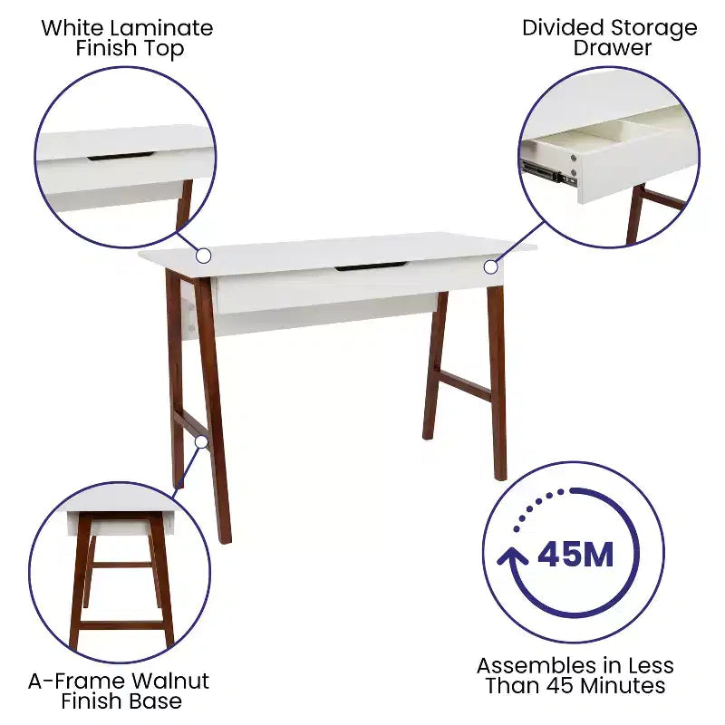 Bureau d'écriture et de travail avec tiroir - Table de bureau pour l'écriture et le travail