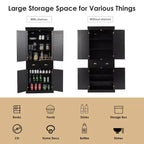 Meuble de rangement de cuisine autoportant avec étagères Espresso/Noir/Gris