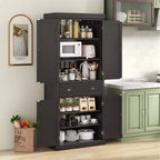 Meuble de rangement de cuisine autoportant avec étagères Espresso/Noir/Gris