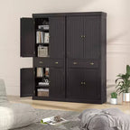 Meuble de rangement de cuisine autoportant avec étagères Espresso/Noir/Gris