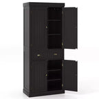 Meuble de rangement de cuisine autoportant avec étagères Espresso/Noir/Gris