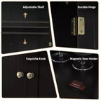 Meuble de rangement de cuisine autoportant avec étagères Espresso/Noir/Gris