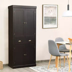 Meuble de rangement de cuisine autoportant avec étagères Espresso/Noir/Gris