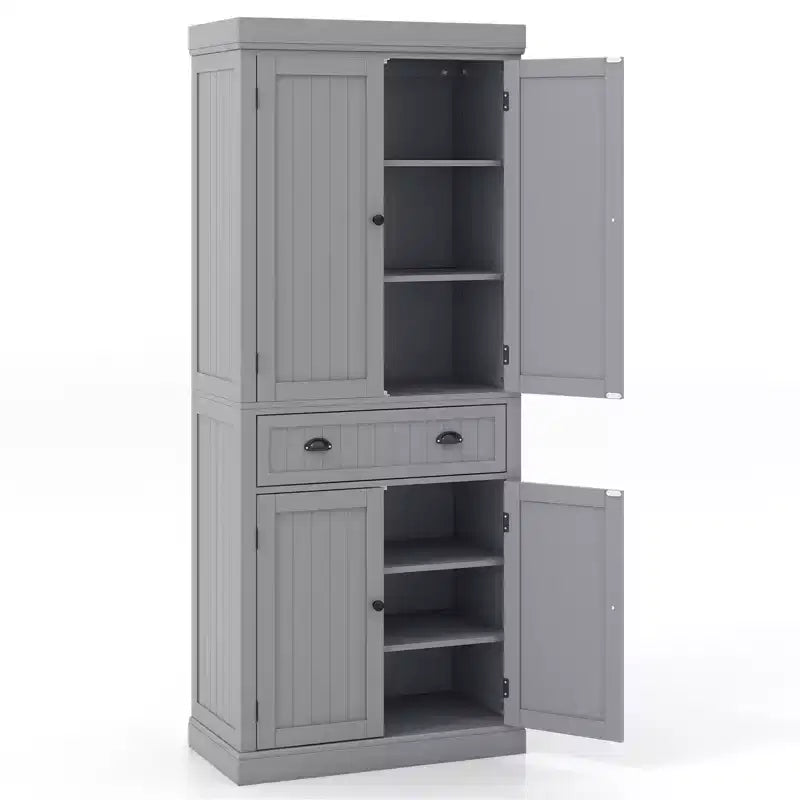 Meuble de rangement de cuisine autoportant avec étagères Espresso/Noir/Gris