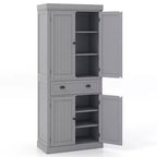 Meuble de rangement de cuisine autoportant avec étagères Espresso/Noir/Gris