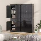 Meuble de rangement de cuisine autoportant avec étagères Espresso/Noir/Gris