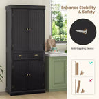 Meuble de rangement de cuisine autoportant avec étagères Espresso/Noir/Gris