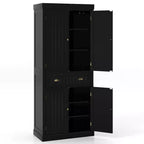Meuble de rangement de cuisine autoportant avec étagères Espresso/Noir/Gris