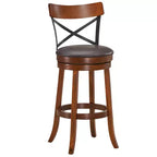 Lot de 4 tabourets de bar pivotants de 75 cm avec pieds en bois d'hévéa