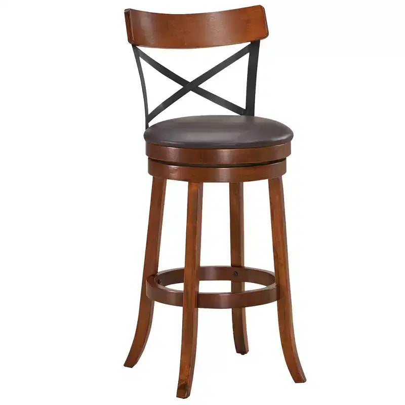 Lot de 4 tabourets de bar pivotants de 75 cm avec pieds en bois d'hévéa
