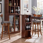 Lot de 4 tabourets de bar pivotants de 75 cm avec pieds en bois d'hévéa