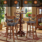 Lot de 4 tabourets de bar pivotants de 75 cm avec pieds en bois d'hévéa