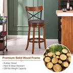 Lot de 4 tabourets de bar pivotants de 75 cm avec pieds en bois d'hévéa