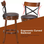 Lot de 4 tabourets de bar pivotants de 75 cm avec pieds en bois d'hévéa