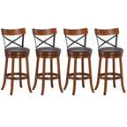 Lot de 4 tabourets de bar pivotants de 75 cm avec pieds en bois d'hévéa