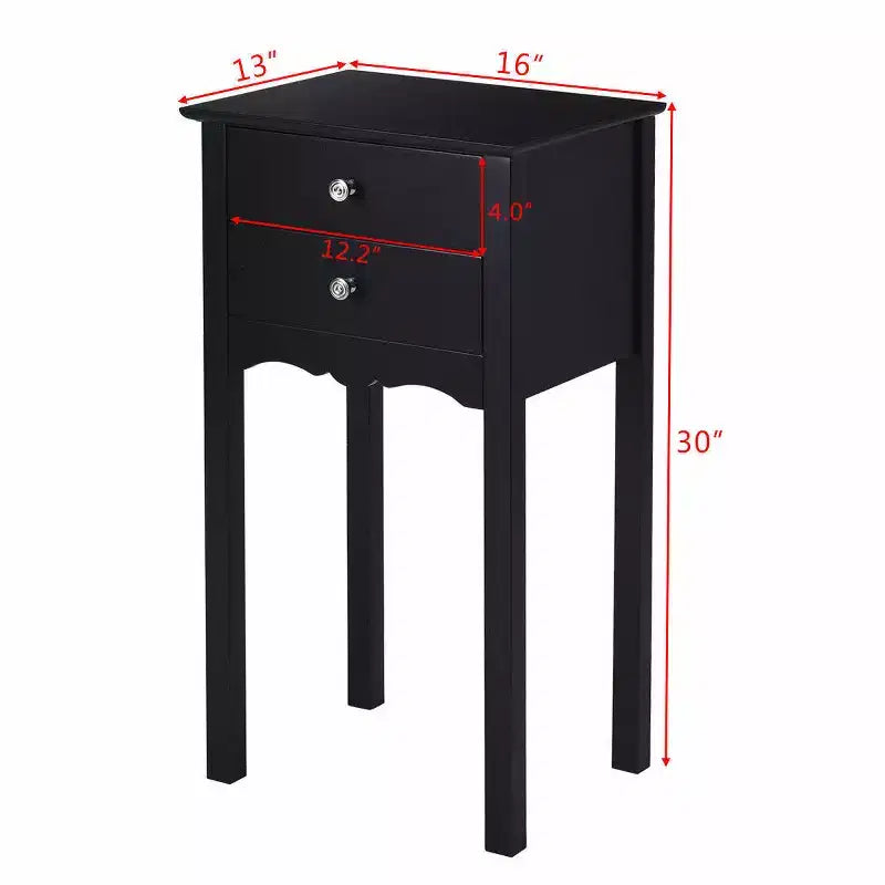 2 tables d'appoint Table de chevet avec 2 tiroirs Noir