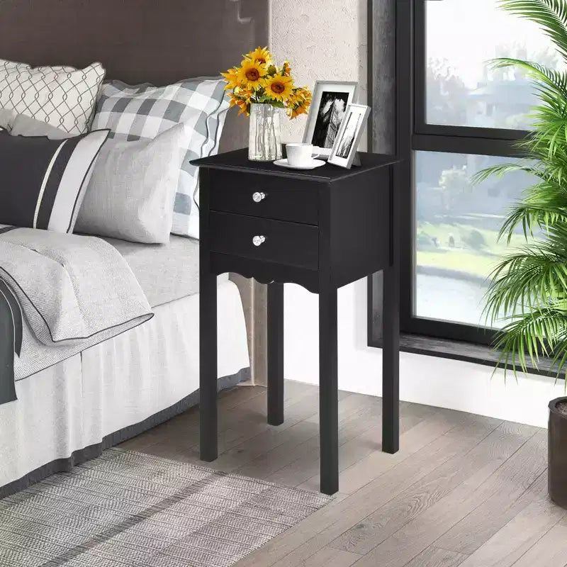 2 tables d'appoint Table de chevet avec 2 tiroirs Noir