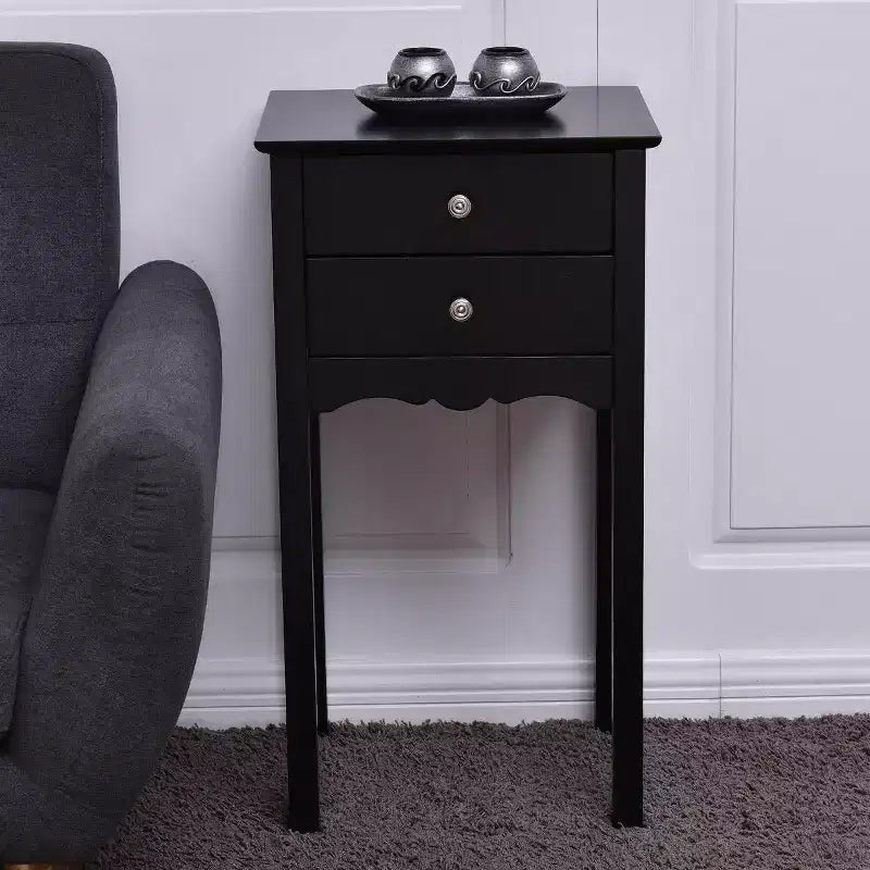 2 tables d'appoint Table de chevet avec 2 tiroirs Noir