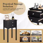 2 tables d'appoint Table de chevet avec 2 tiroirs Noir