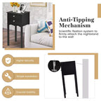 2 tables d'appoint Table de chevet avec 2 tiroirs Noir